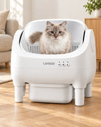 Litière automatique blanche ouverte par le haut, chat, image générée
